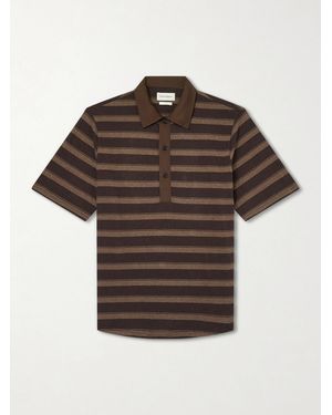Oliver Spencer Stanfield Striped Organic Cotton Polo Shirt - Brown