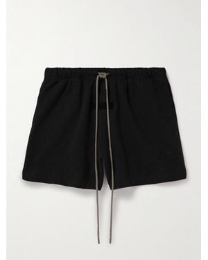 Fear Of God Wide-Leg Logo-Appliquéd Cotton-Blend Jersey Drawstring Shorts - Black