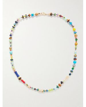 Luis Morais 14-Karat, Agate And Diamond Beaded Necklace - Natural