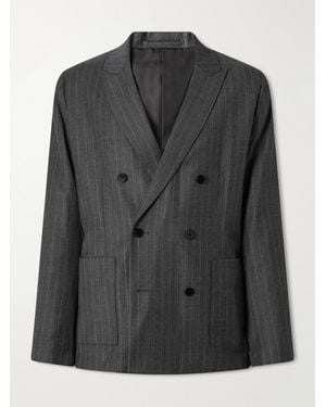 NN07 Jordin 10052 Pinstripe Double-Breasted Suit Jacket - Black