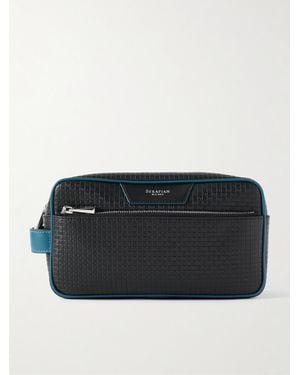 Serapian Leather-Trimmed Stepan Coated-Canvas Wash Bag - Black