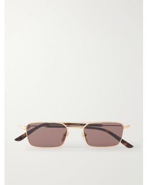 Gucci Interlocking G-detailed Double-bridge Square-frame Gold-tone Metal And Acetate Sunglasses - Natural