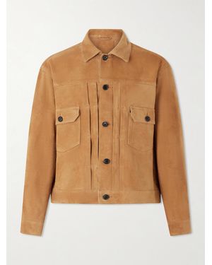 Kaptain Sunshine T-2 Pleated Suede Jacket - Natural