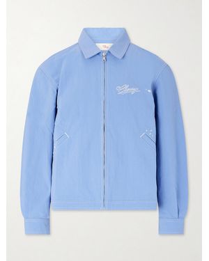 CHERRY LA Logo-Embroidered Paint-Splattered Shell Jacket - Blue