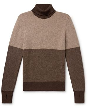 Oliver Spencer Talbot Colour-Block Wool Rollneck Sweater - Brown