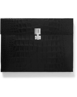 Tom Ford Croc-effect Patent-leather Document Holder - Black