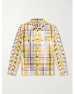 Human Made Logo-embroidered Checked Cotton-flannel Shirt - Metallic