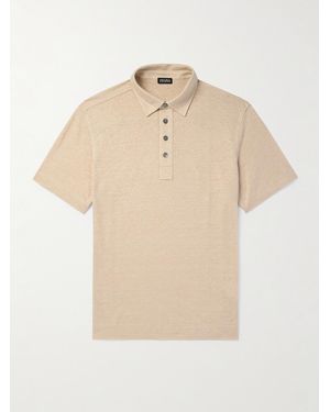 ZEGNA Slim-Fit Linen Polo Shirt - Natural