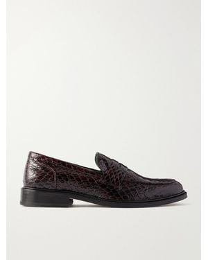 VINNY'S Townee Vale Snake-Effect Leather Loafers - Black