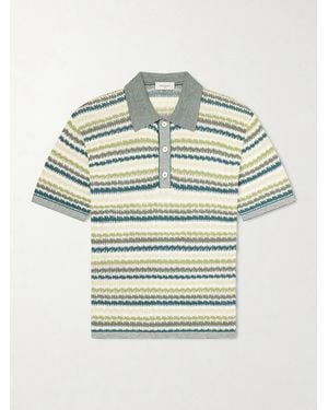Piacenza 1733 Striped Silk And Linen-Blend Polo Shirt - Grey