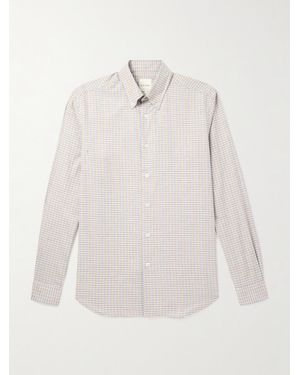 Paul Smith Button-Down Collar Checked Cotton Shirt - White