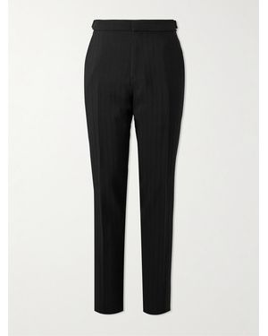 Tom Ford Straight-Leg Striped Mohair And Wool-Blend Trousers - Black