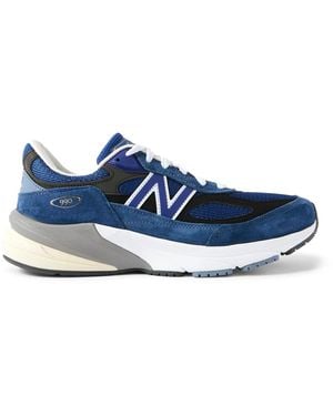 New Balance 990V6 Leather-Trimmed Suede And Mesh Sneakers - Blue