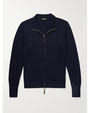 Sid Mashburn Slim-Fit Escorial Wool Zip-Up Cardigan - Blue