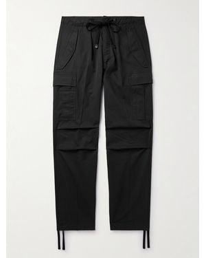 Tom Ford New Enzyme Straight-Leg Cotton-Twill Drawstring Cargo Trousers - Black