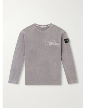 Stone Island Mineral-Dyed Cotton-Fleece Sweatshirt - Grey