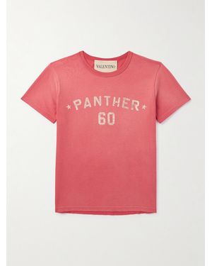 Valentino Garavani Chez Logo-Appliquéd Printed Cotton-Jersey T-Shirt - Pink