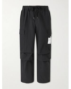 Neighborhood Wide-leg Cotton-blend Ripstop Drawstring Cargo Trousers - Black