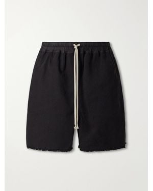 Rick Owens Straight-Leg Frayed Cotton-Canvas Shorts - Black