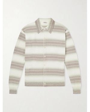 AURALEE Dégradé Striped Knitted Cotton And Silk-Blend Cardigan - Natural