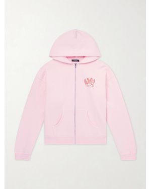 Willy Chavarria Willy Ropita Logo-print Cotton-jersey Zip-up Hoodie - Pink
