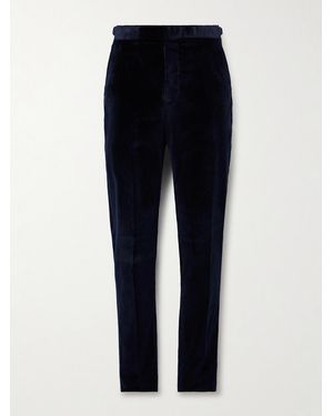 Richard James Chapman Straight-Leg Cotton-Velour Trousers - Blue