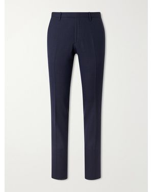 MR P. Straight-Leg Wool, Silk And Linen-Blend Trousers - Blue