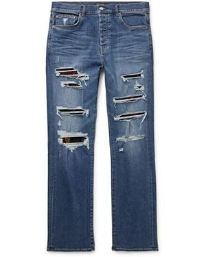 Amiri Thrasher Slim-Fit Distressed Paneled Jeans - Blue