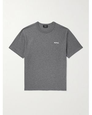 A.P.C. Logo-Flocked Cotton-Jersey T-Shirt - Grey