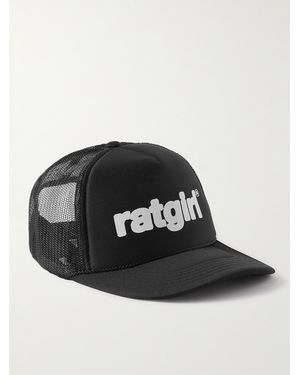 Stray Rats Ratgirl Logo-print Scuba And Mesh Trucker Cap - Black