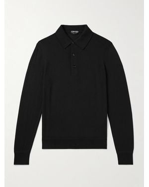 Tom Ford Slim-Fit Cashmere And Silk-Blend Polo Shirt - Black
