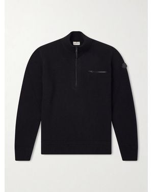 Moncler Logo-Appliquéd Wool And Cashmere-Blend Half-Zip Jumper - Blue