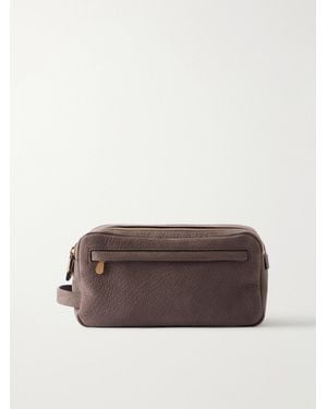 Brunello Cucinelli Full-Grain Leather Wash Bag - Brown