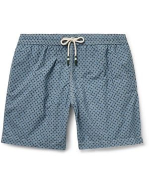 Hartford Slim-Fit Mid-Length Printed Swim Shorts - Blue