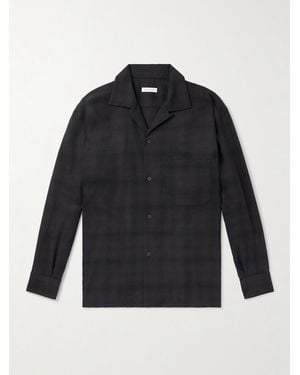 Kaptain Sunshine Convertible-Collar Checked Wool-Twill Shirt - Blue