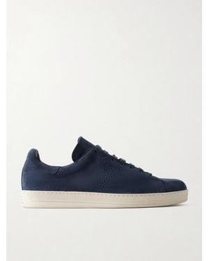 Tom Ford Warwick Perforated Suede Trainers - Blue