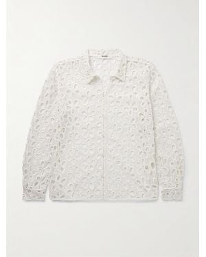 Bode Primrose Broderie Anglaise Cotton-Lace Shirt - White