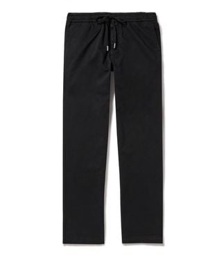 MR P. Straight-Leg Cotton-Blend Twill Drawstring Pants - Black