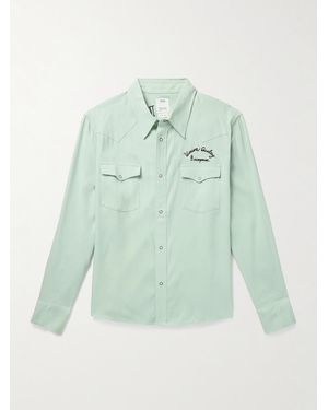 Visvim Four Corners Logo-Embroidered Canvas Western Shirt - Verde