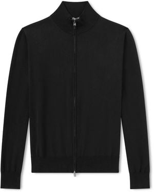 Canali Slim-Fit Cotton Zip-Up Sweater - Black