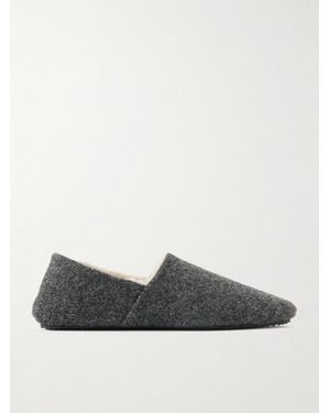 MR P. Shearling-Lined Woven Slippers - Grey