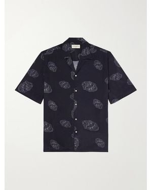 Officine Generale Eren Camp-Collar Sateen Printed Shirt - Blue