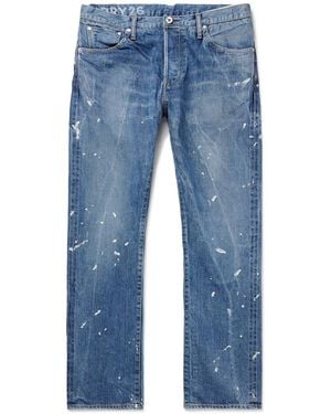 Visvim Social Sculpture 11 Slim-Fit Straight-Leg Paint-Splattered Jeans - Blue
