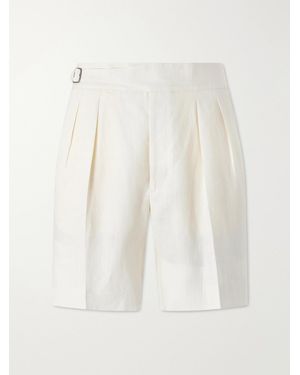 Ralph Lauren Straight-Leg Pleated Linen Shorts - White