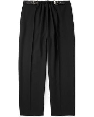 Loewe Wide-leg Belted Garment-dyed Cotton-twill Pants - Black