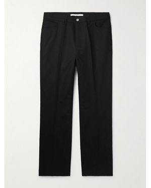 Valentino Garavani Straight-Leg Pleated Cotton Trousers - Black