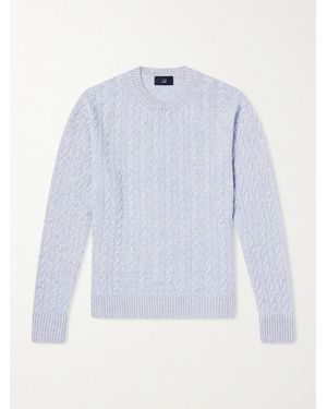 dunhill Cable-Knit Cashmere And Linen-Blend Sweater - Blu