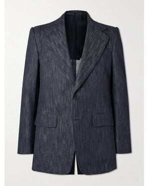 Husbands Slub Cotton And Hemp-Blend Twill Blazer - Blue