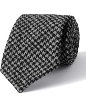 De Petrillo 7Cm Houndstooth Wool And Cashmere-Blend Tie - Black