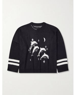 NAHMIAS Dolphin Dreams Logo-Embroidered Cotton And Wool-Blend Jumper - Blue